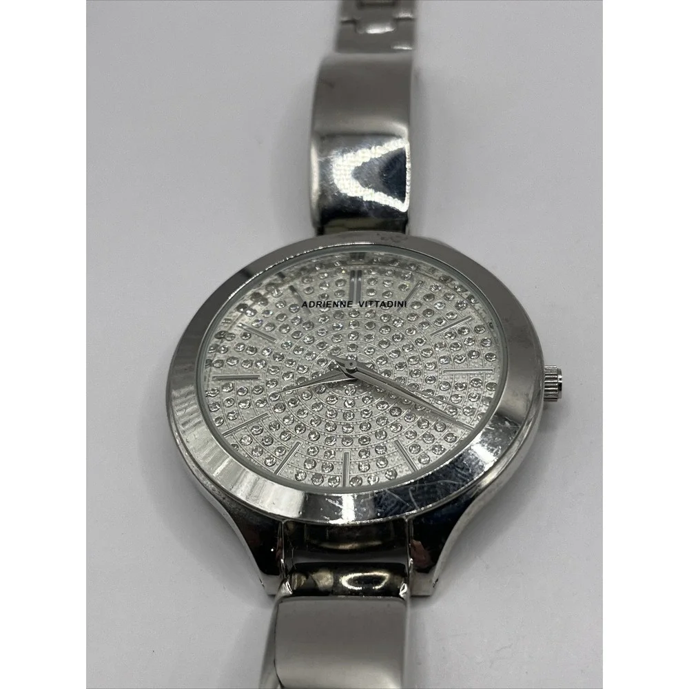Adrienne Vittadini Women's‎ Quartz Watch Rhinestone Dial 37mm Case- New Battery
